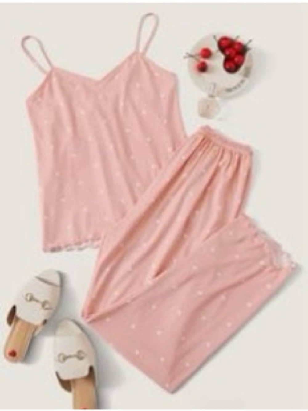 Women's Pink Polka Dot Cami PJ Sleep Set
